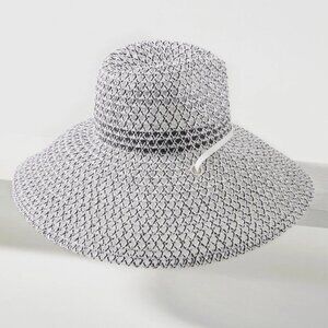 Open Edit Structured Straw Sun Hat  Wide Brim Geometric Weave